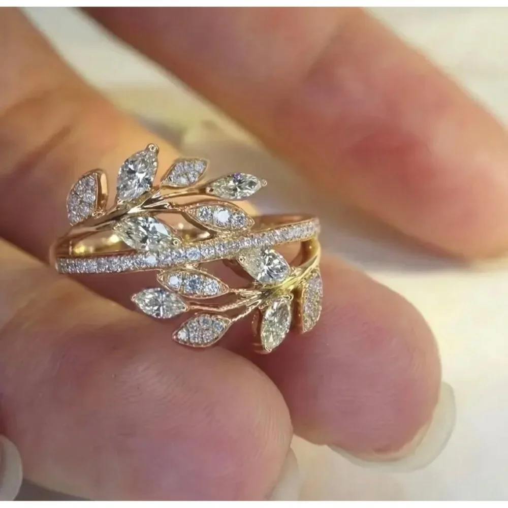 18K Gold Pladed Leaf-Inspired Ring